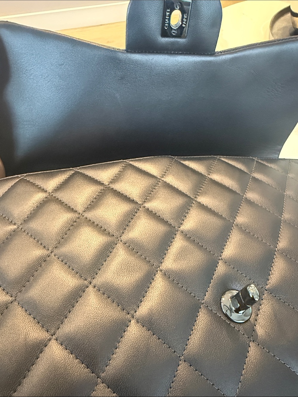 CHANEL Quilted Lambskin Flap Bag - Dark Gray - Picture 9 of 9